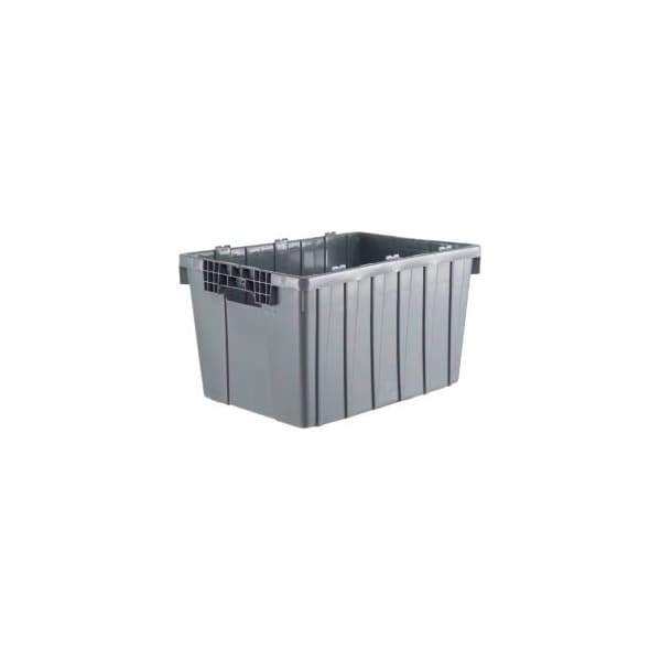Nestable Storage Container, 21-3/8 in L x 15-5/16 in W x 12-5/16 in H, Gray, 5 PK